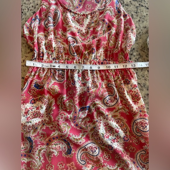 Women’s 100% silk coral Paisley Cutout Dress size S - Picture 8 of 9